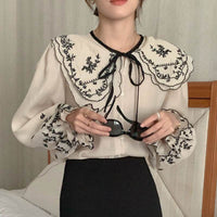 Large Lapel Single-breasted Loose Bell Sleeve Shirt
