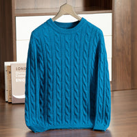 Pure Cashmere Shirt Men's Round Neck Three-strand Thickening