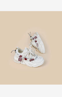 White Thick Soled Sports And Leisure Shoes For Women