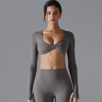 Deep V-neck Figure-hugging Breathable Cross-over Yoga Wear