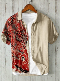Amazon Independent Station Printed Men's Beach Loose Casual Shirt Top