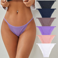 Lace Solid Color Low Waist Cute Girl Thin Briefs