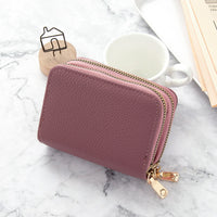 Women's Short Solid Leather Wallet