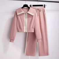 Casual Athletic Wide-leg Pants Two-piece Set