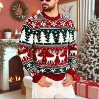 Mens Casual Crew-Neck Long-Sleeve Sweatshirt With A Printed Design