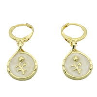 Drop-shaped Rose Inlaid Shell Earrings