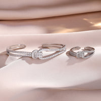 Zircon Opening Bracelet Female Two-piece Set
