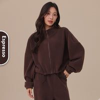 Aoli Velvet Sports Jacket For Women Loose Lapel Yoga