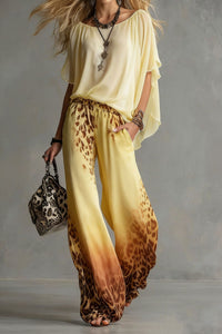 Slimming Wide-leg Straight-leg Casual Pants And Chiffon Top Set