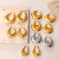 Fashion Exaggerated Metallic Gold Earrings, Simple & Versatile C-Shaped Half-Round Hoop Earrings