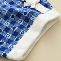 Classic Style Plaid Knitted Cardigan Bow Hip Skirt Two-piece Suit Girl Sweater