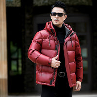 Mens Premium 90 White Duck Down Puffer Jacket With A Hood