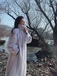 Women's Cross-Design Mink Fur CoatFull-Fur Integrated Design