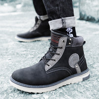 Martin Boots Men's New High-top Men's Shoes Plus Cashmere Men's Leather Boots
