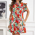 Casual Princess-Sleeve Printed Dress For Valentines Day
