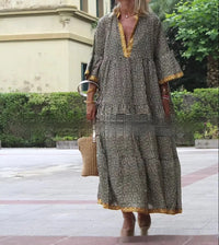Loose-fit Retro Casual Dress For Women