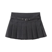 Low Waist Mini Plaid Casual Wide Pleated Culottes Skirt