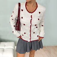 European And American Contrast Color Elegant Senior Cardigan Knitted Coat Women