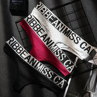 Women Seamless Sports Fitness Letter Cutout Mesh Low-waist Seamless Briefs