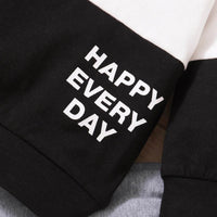 Letter Color Matching Patchwork Round Neck Long Sleeve Two-piece Men's Clothing