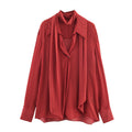 European And American Style Fashionable Simple Printed Bowknot Decoration Shirt