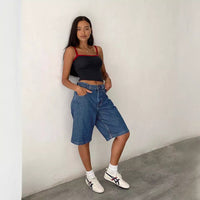 European And American Denim Shorts Bullet-free Fitted Figure Flattering Women's Pants