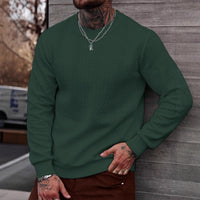 Loose-fitting Mens Casual Top With A Crew Neck And Jacquard Weave
