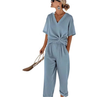 Fashion Solid Color Irregular Short Sleeve Suit