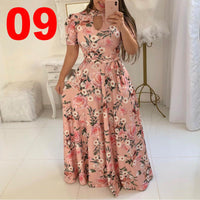 European And American-style Fashion Digital-print Maxi Dress