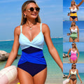 Women's Color-Block Sports Bikini One-Piece Swimsuit