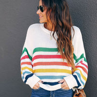 Striped Stitching Internet Celebrity Knitwear Fashion Sweater