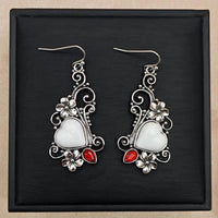Retro Vine And Floral Diamond-studded Earrings