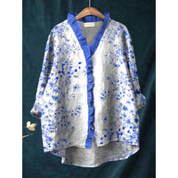 Women's Loose Print Crew Neck Casual Plus Size Shirt