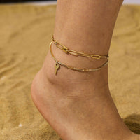 Stainless Steel Gold Double Key Pin Lock Anklet