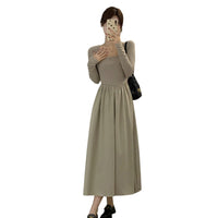 Women's Long-Sleeve Square-Neck Base Dress