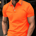 Men's Golf Shirt Classic Fashion Plaid Striped Polo Short Sleeve