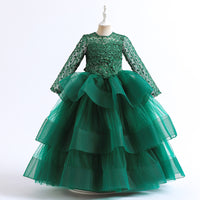 New Western-style Long-sleeved Sequin Children's Gauze Princess Skirt