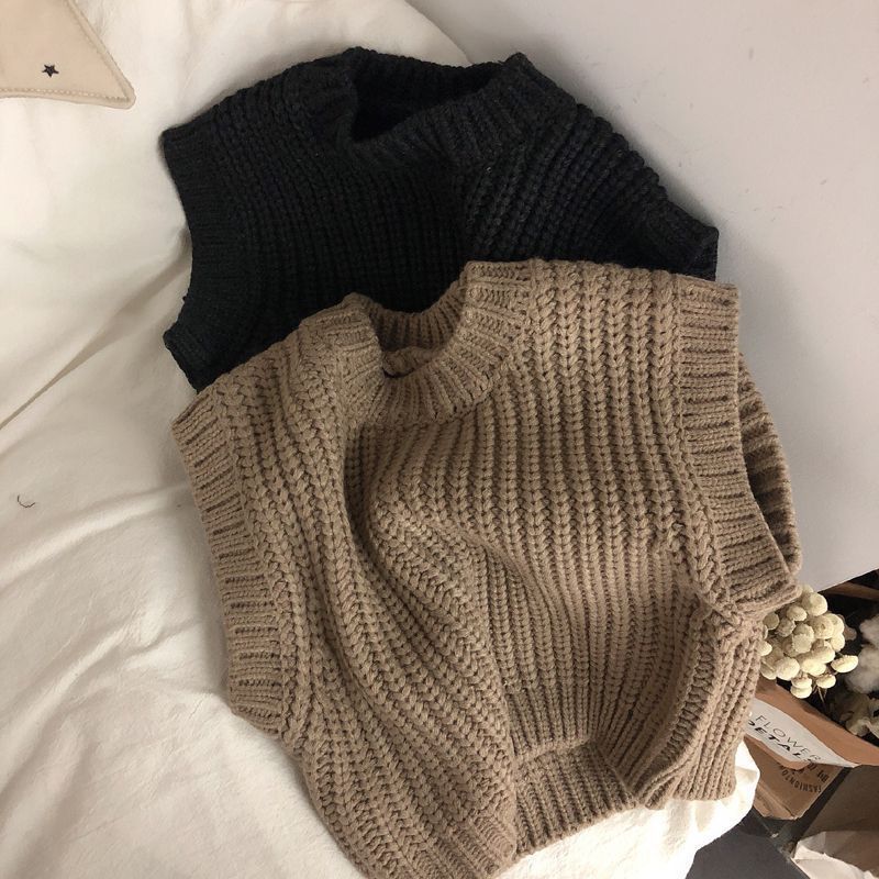 Children's Thick Stripe Thickened Wool Vest Pullover Sweater For Boys And Girls