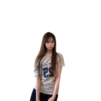Off-Shoulder Letter Print Streetwear Gray Short-Sleeve T-Shirt