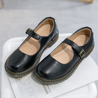 Women's Solid Color Round Head Low-cut Flat Retro Shoes