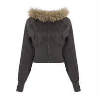 American Retro Small Letter Embroidery Fleece Padded Coat