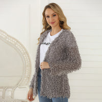 Women's Autumn Coat Long-sleeved Cardigan Mid-length Plush Coat Top