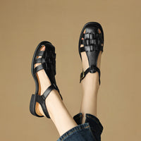 Spring Womens Low-heeled Closed-toe Open-heel Sandals