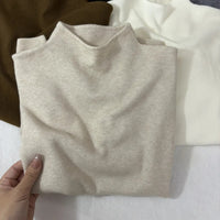 Simple Casual Stand Collar Shoulder Long Sleeve Sweater