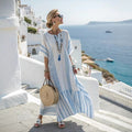 Digital Print V-Neck Patch Pocket Dress