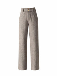Wool Wide-leg Pants With A Draped Relaxed Fit High-waisted Slim-cut Wool Straight-leg Casual Trousers