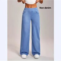 Stylish Elegant And Comfortable Faux Denim Jeans With A Digital Print