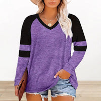Female Casual V-neck Digital Printing Loose Oversized Long Sleeves