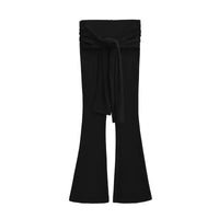 High-waisted Pleated Lace-up Casual Flared Trousers