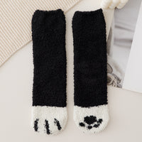 Coral Fleece Socks Women's Mid-calf Length Winter Thickened Fleece Warm Cat's Paw Socks